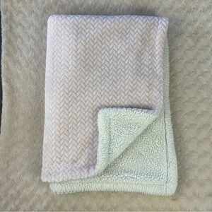 Mon Lapin Pink Chevron Baby Blanket Sherpa Herringbone Braid Cream Off White